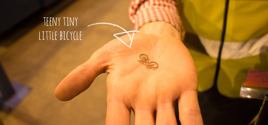 Tiny bike made in metal cutting machine