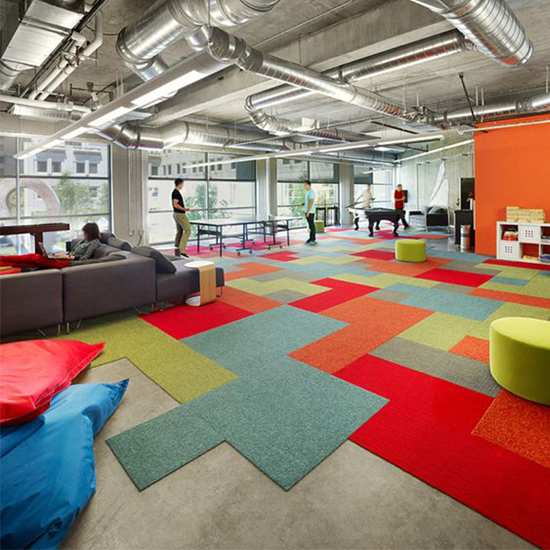 Breakout area using colourful carpet tiles