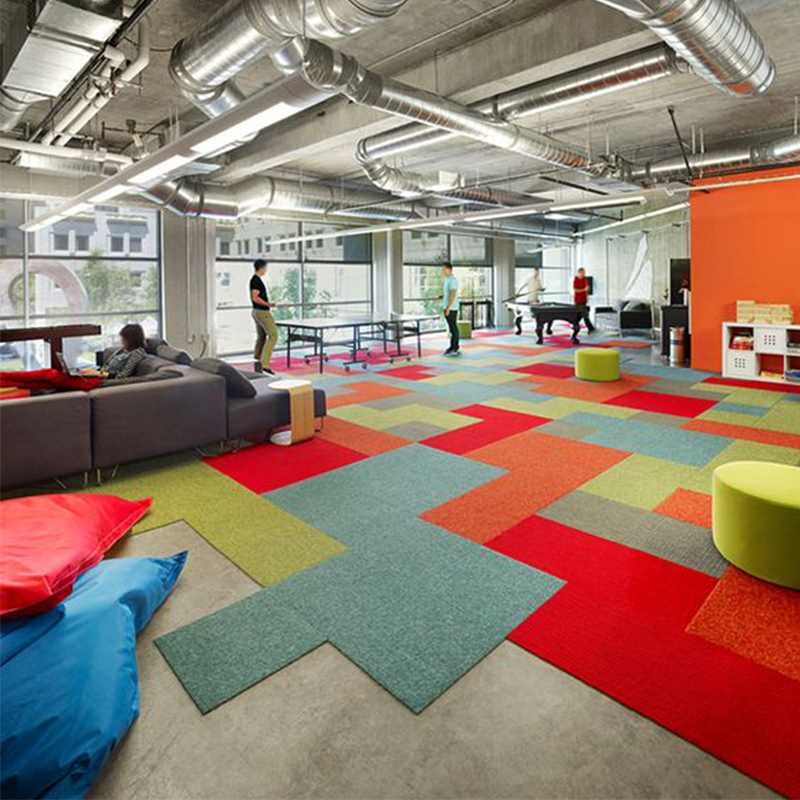 Breakout area using colourful carpet tiles