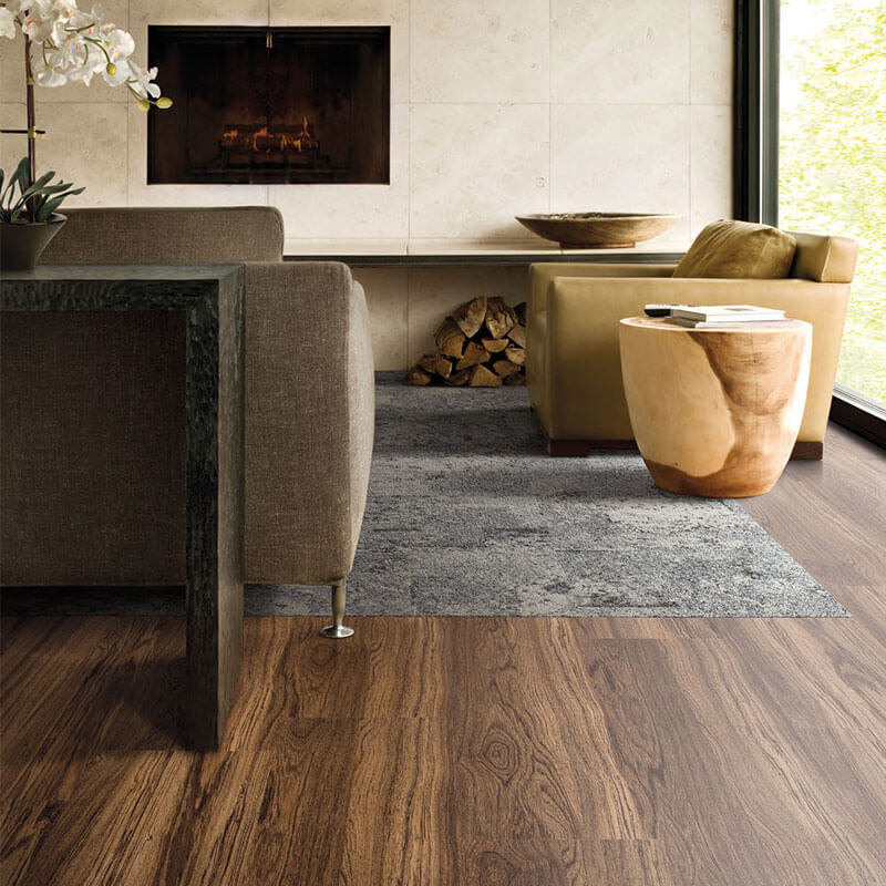 Deep brown natural woodgrain in a living space