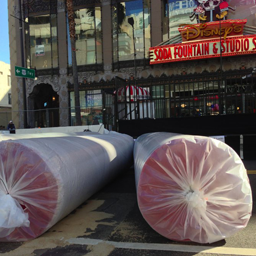 Oscars red carpet stored securely in rolls
