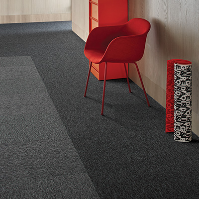 Interface Output Loop carpet tiles in a commercial space