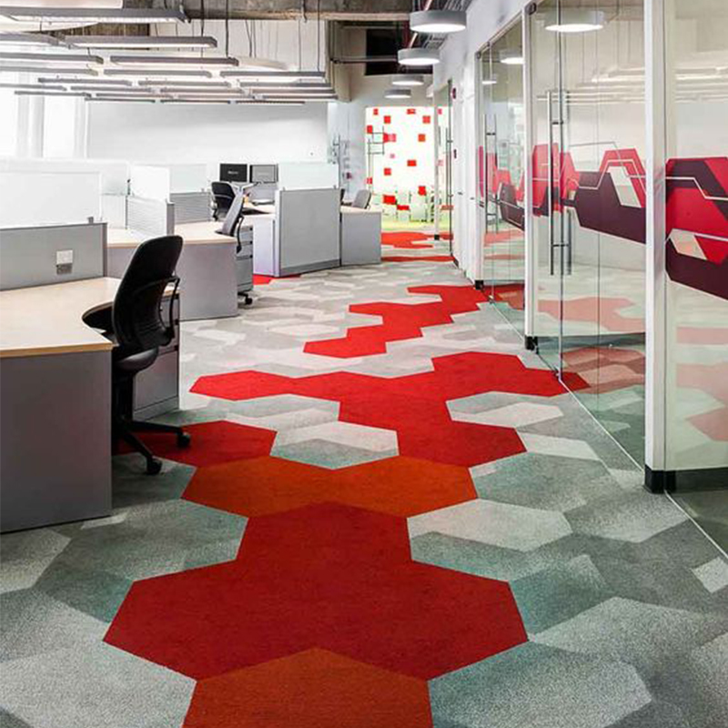 Red hexagon colour pop carpet tiles