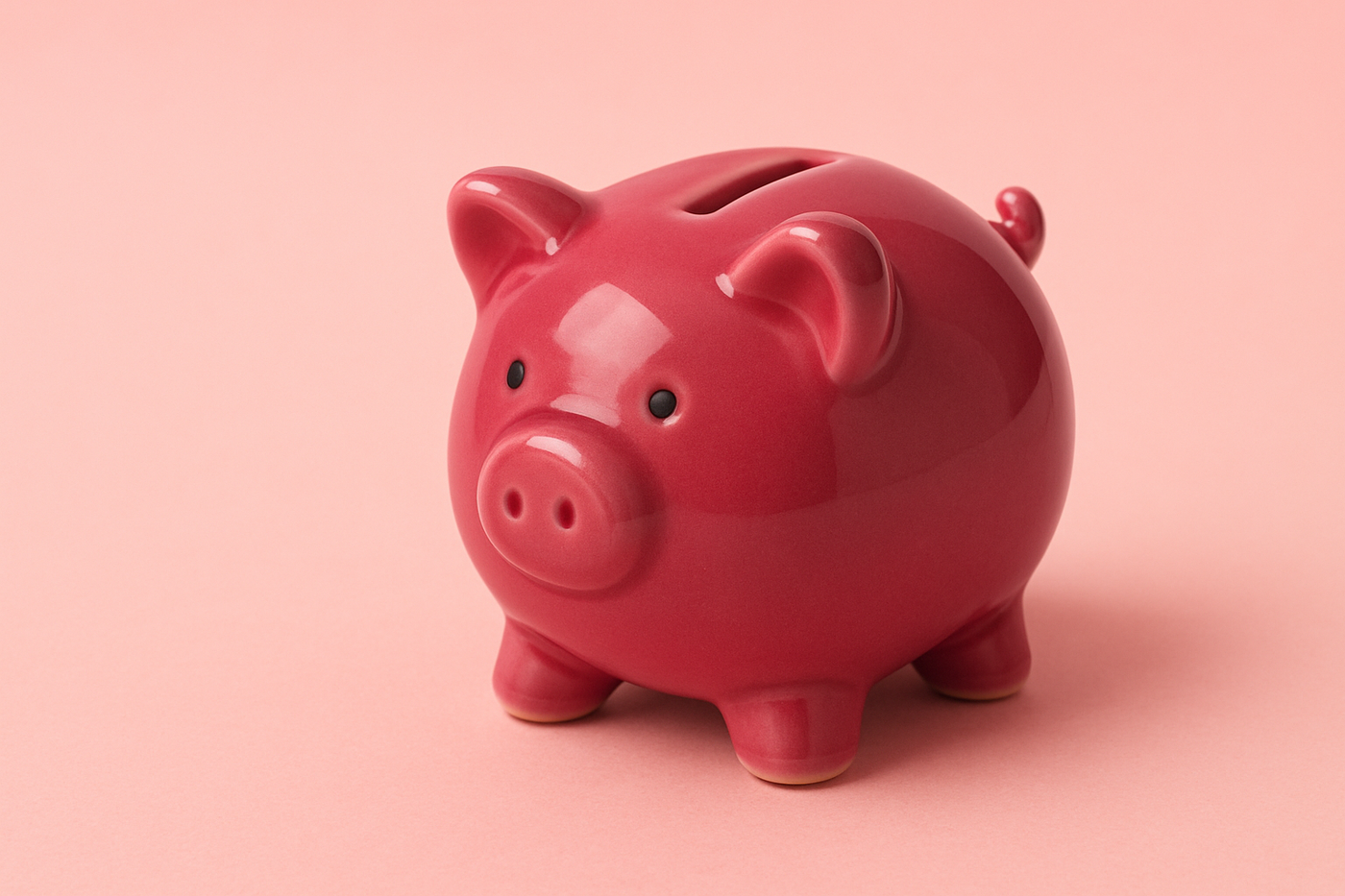 a dark pink piggy bank on a pink background