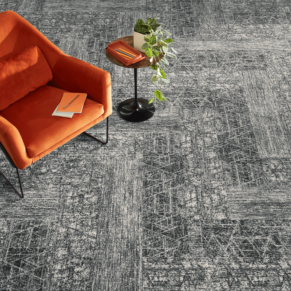 Milliken Modern Movement Crossing Lines Dark Carpet Planks