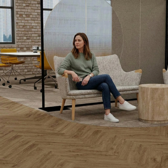 Balsan Elite Gluedown 55 - Ballet Tan Herringbone LVT Gluedown LVT from DCTUK