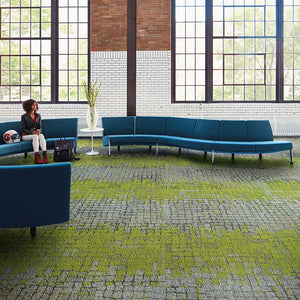 Interface Human Connections - Moss in Stone Flint Edge Carpet Tiles - DCTUK