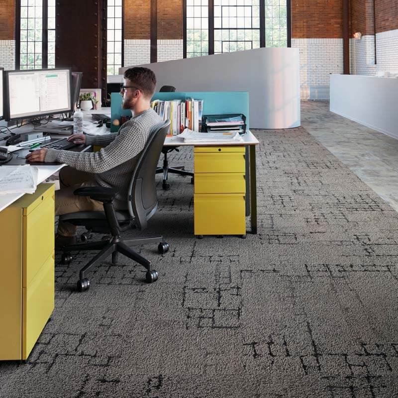 Interface Human Connections - Sett in Stone Flint Carpet Tiles - DCTUK
