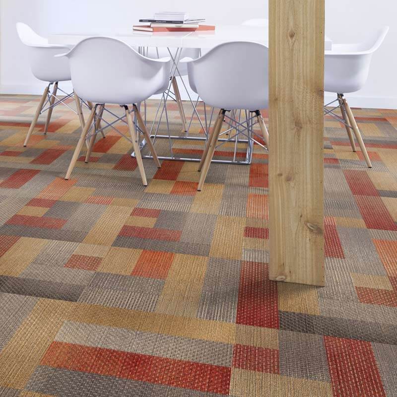 Milliken Crafted Series - Warp Winding Aqua Mix WWG37 - 46 - 158 Carpet Tiles - DCTUK