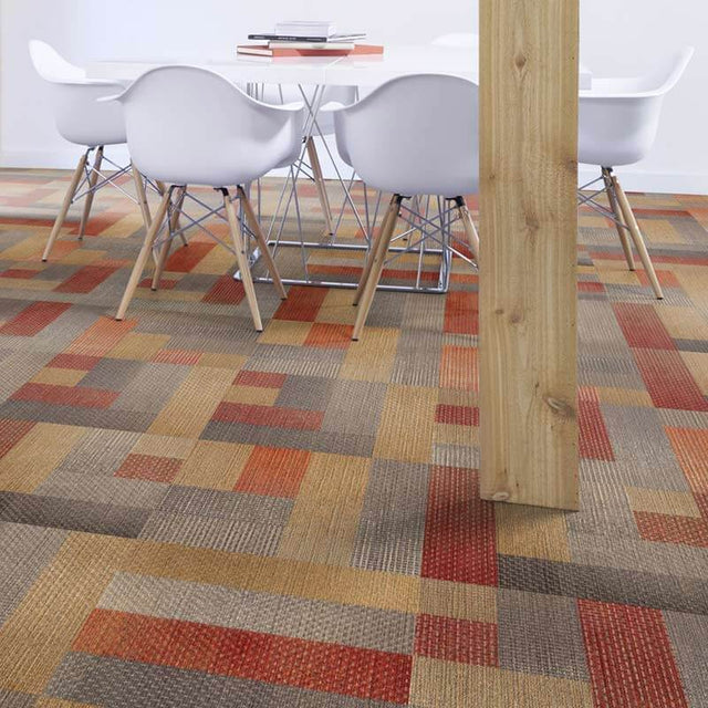 Milliken Crafted Series - Warp Winding Aqua Mix WWG37 - 46 - 158 Carpet Tiles - DCTUK