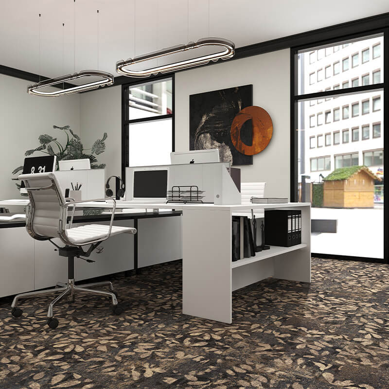 Milliken Down To Earth Leaf Cluster Bracken/Tawny Carpet Tiles - DCTUK