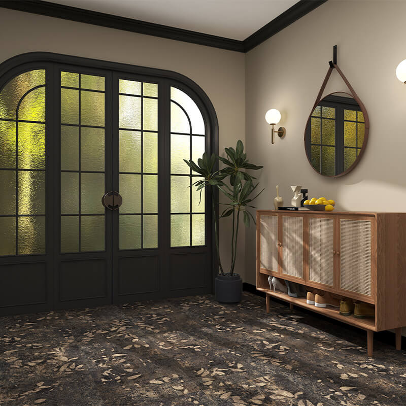 Milliken Down To Earth Leaf Scatter Bracken/Tawny Carpet Tiles - DCTUK
