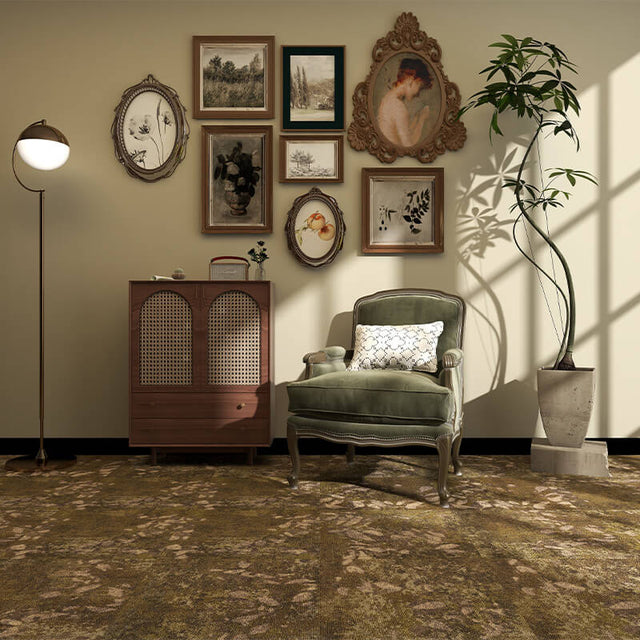 Milliken Down To Earth Leaf Scatter Bracken/Tawny Carpet Tiles - DCTUK