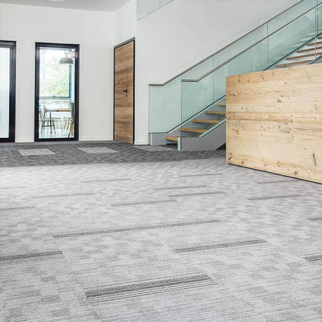 Nouveau Infinity Accent Black Grey Carpet Tiles - DCTUK