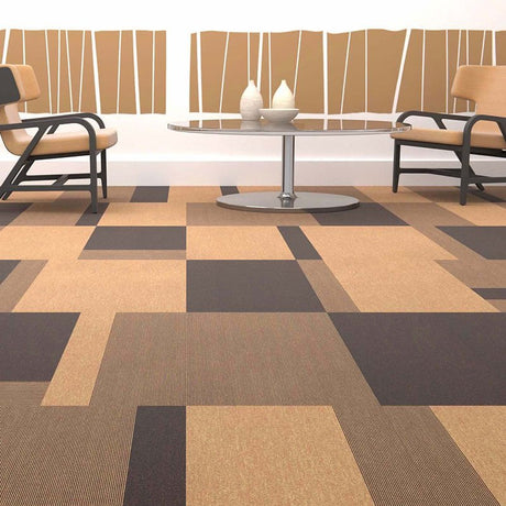 Paragon Total Contrast Black Leaf Carpet Tiles - DCTUK
