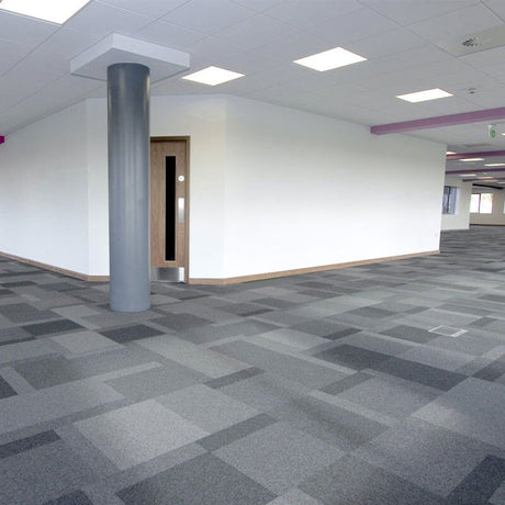 Paragon Total Contrast Black Leaf Carpet Tiles - DCTUK
